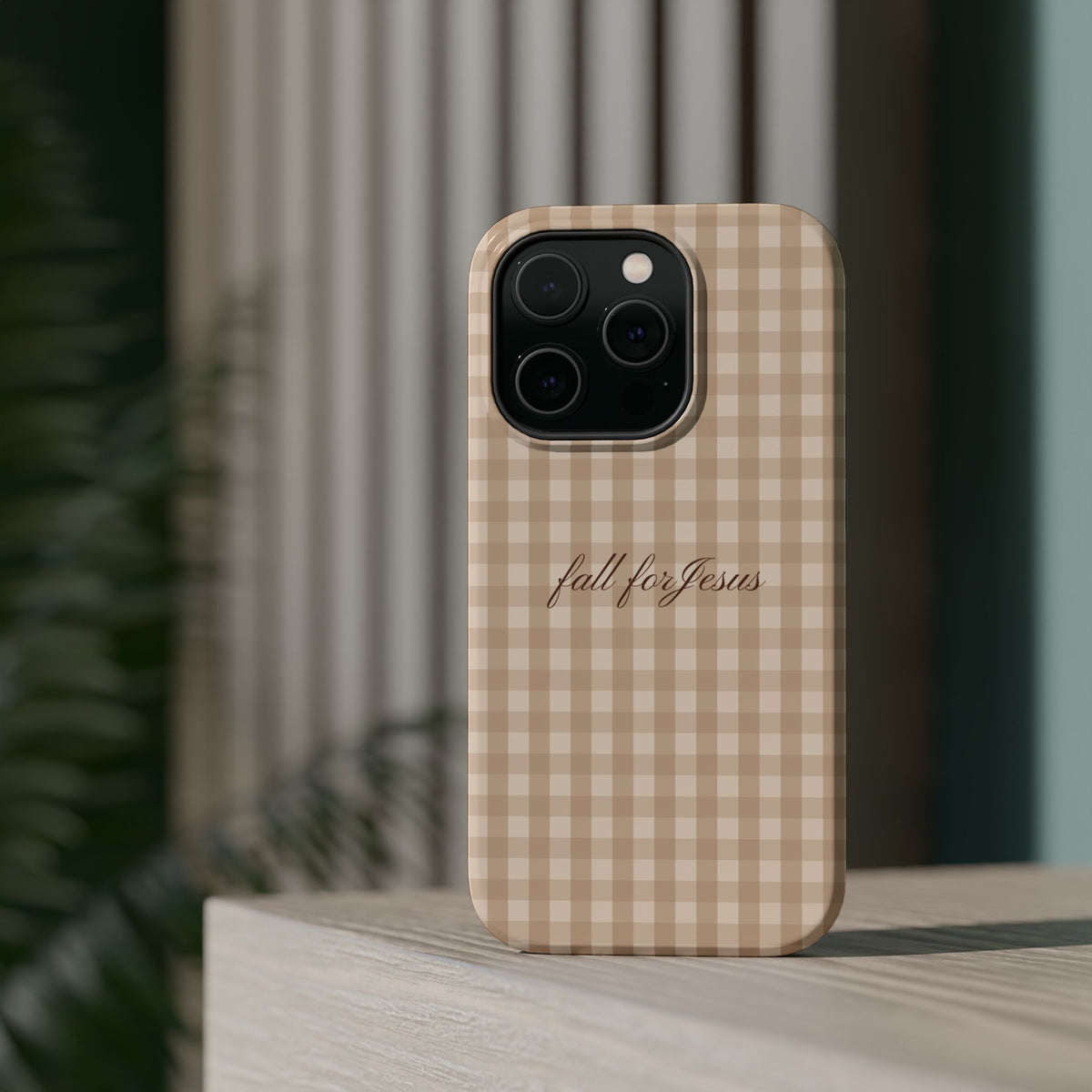 Fall for Jesus Gingham Phone Case - MagSafe