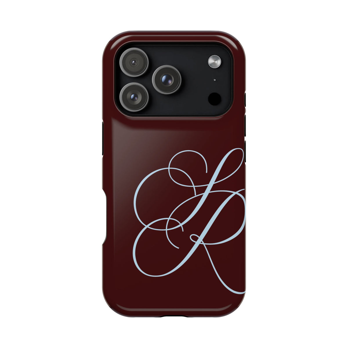 Burgundy Personalized Script Monogram MagSafe Phone Case