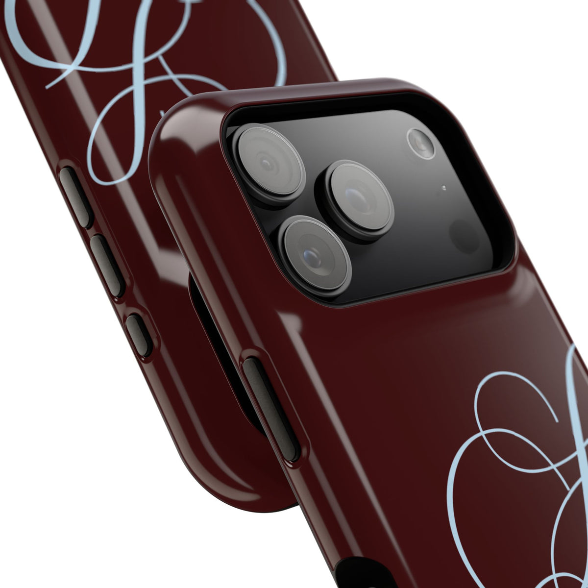 Burgundy Personalized Script Monogram MagSafe Phone Case
