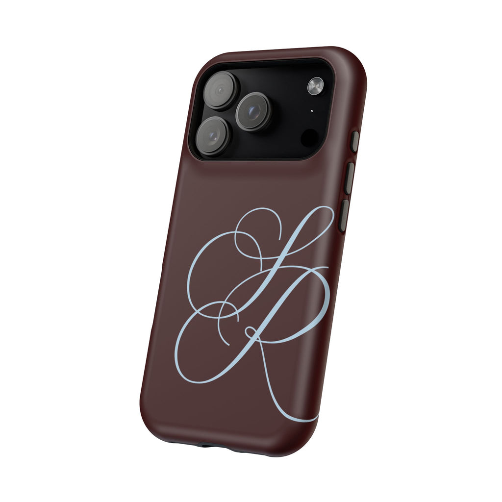 Burgundy Personalized Script Monogram MagSafe Phone Case