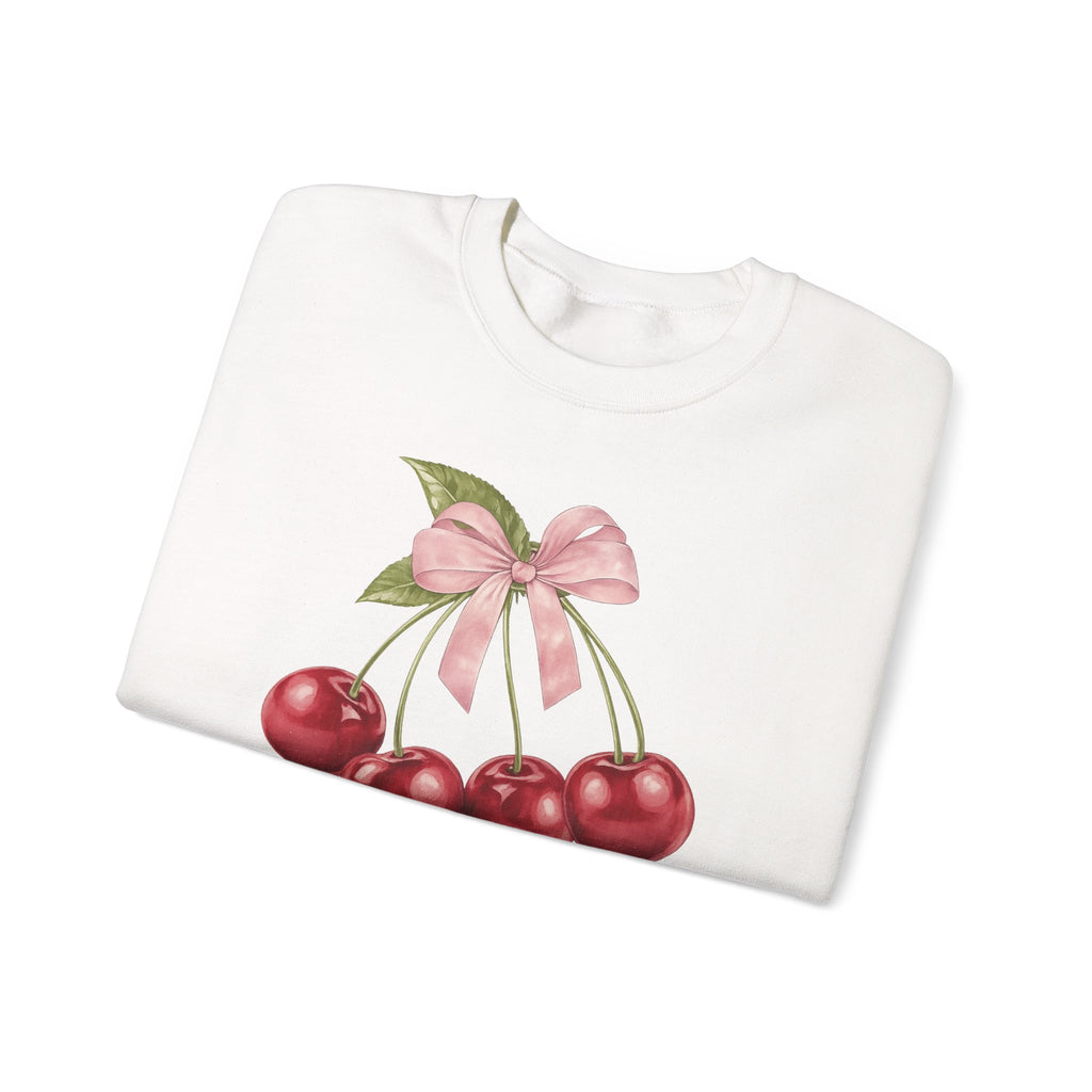 Cherry Bow Crewneck Sweatshirt — Vintage Cherries Graphic