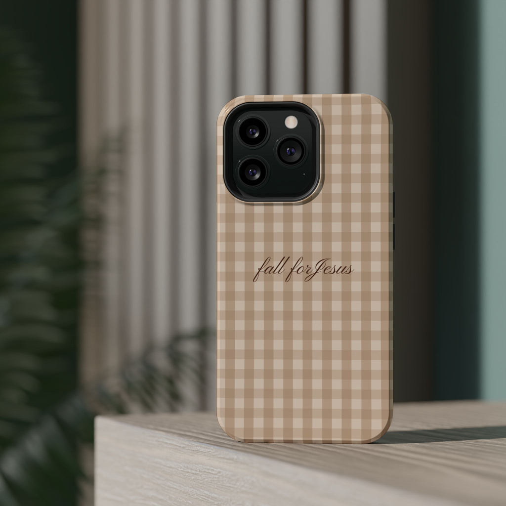 Fall for Jesus Gingham Phone Case - MagSafe