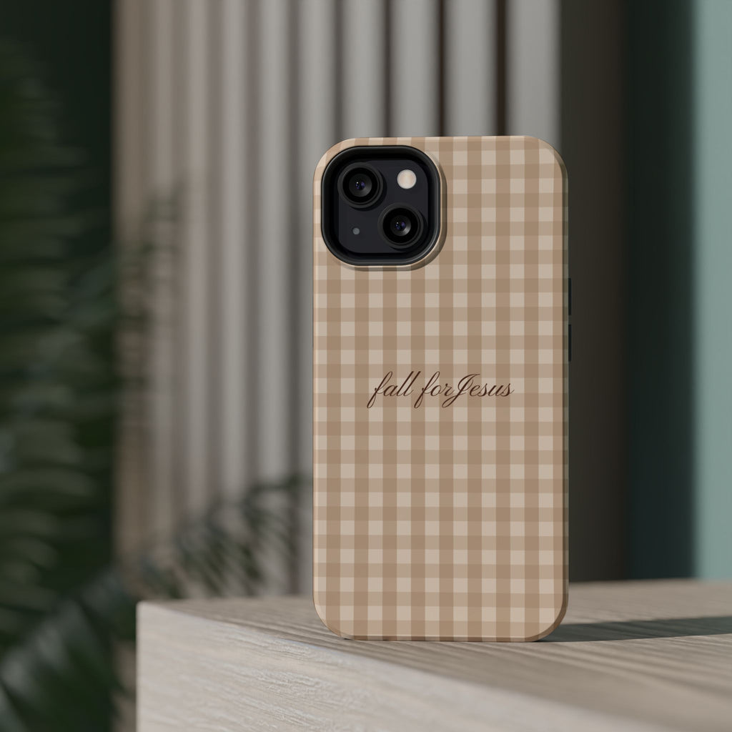 Fall for Jesus Gingham Phone Case - MagSafe