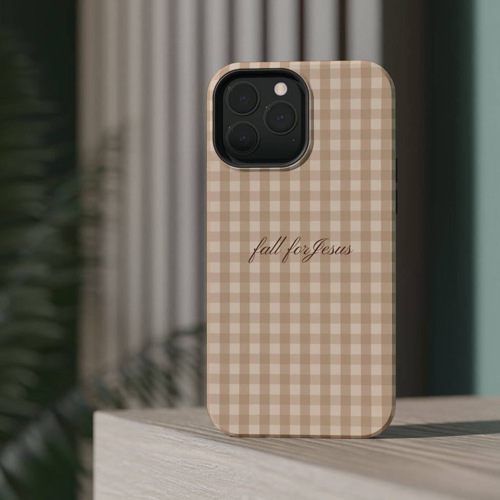 Fall for Jesus Gingham Phone Case - MagSafe