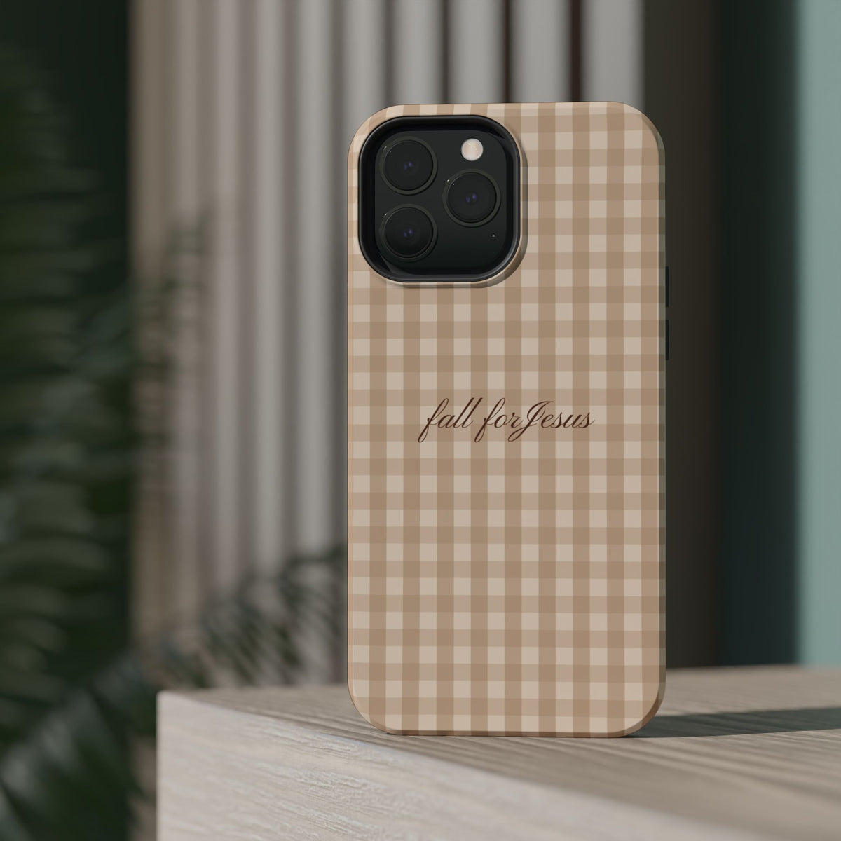 Fall for Jesus Gingham Phone Case - MagSafe