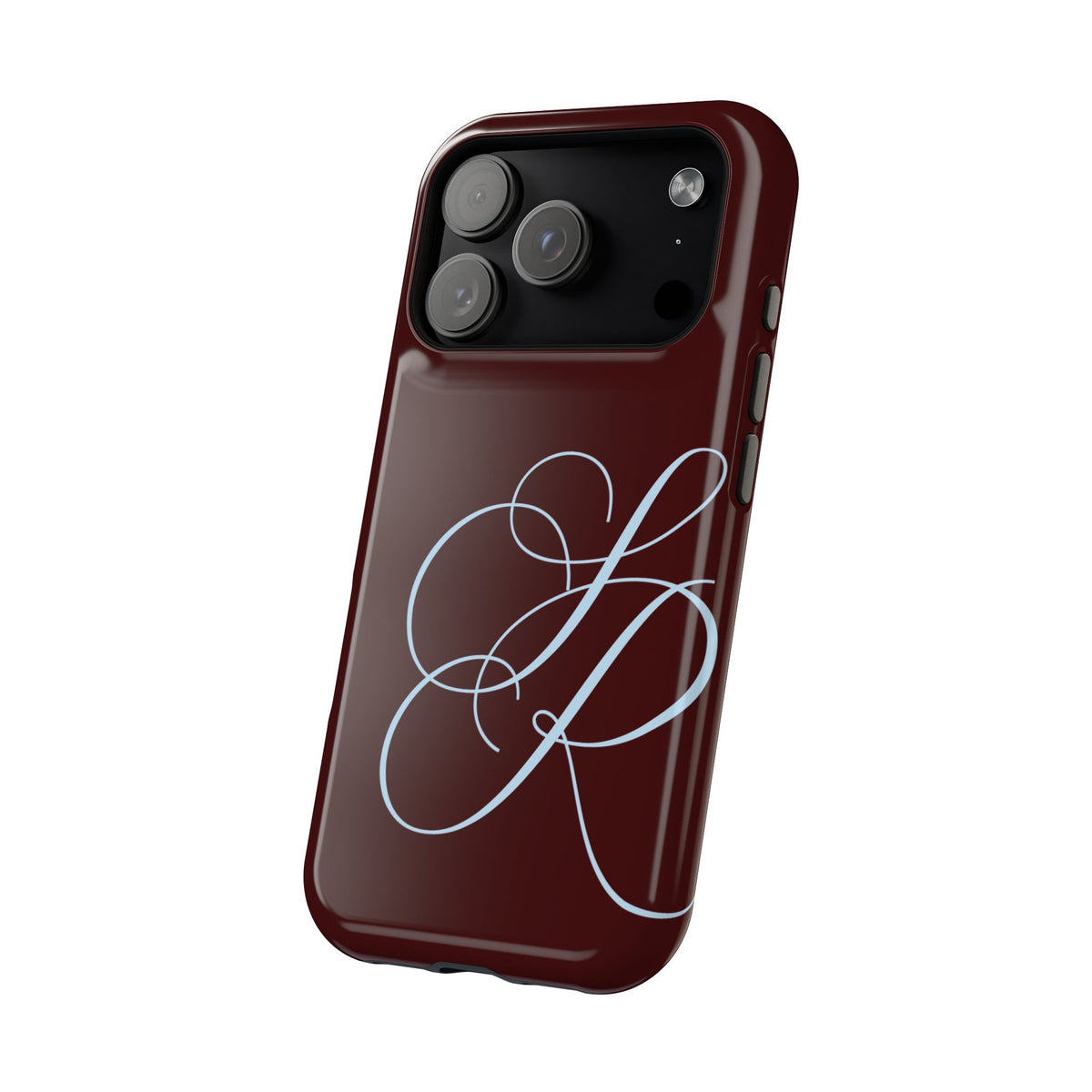 Burgundy Personalized Script Monogram MagSafe Phone Case