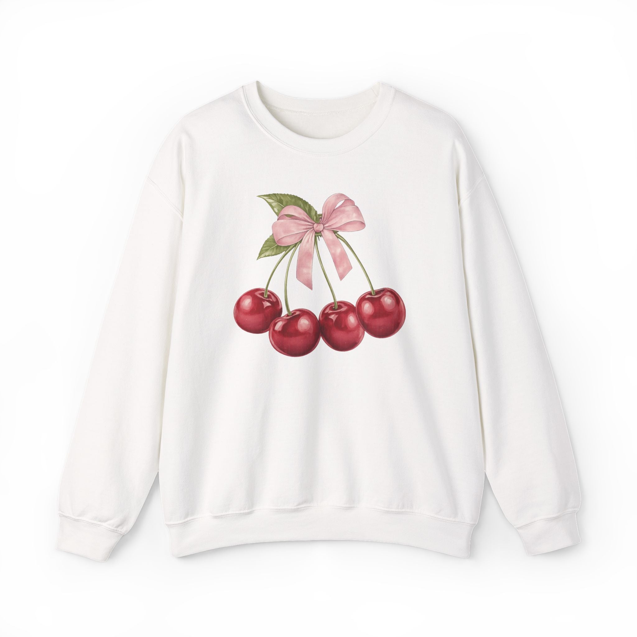Cherry Bow Crewneck Sweatshirt — Vintage Cherries Graphic