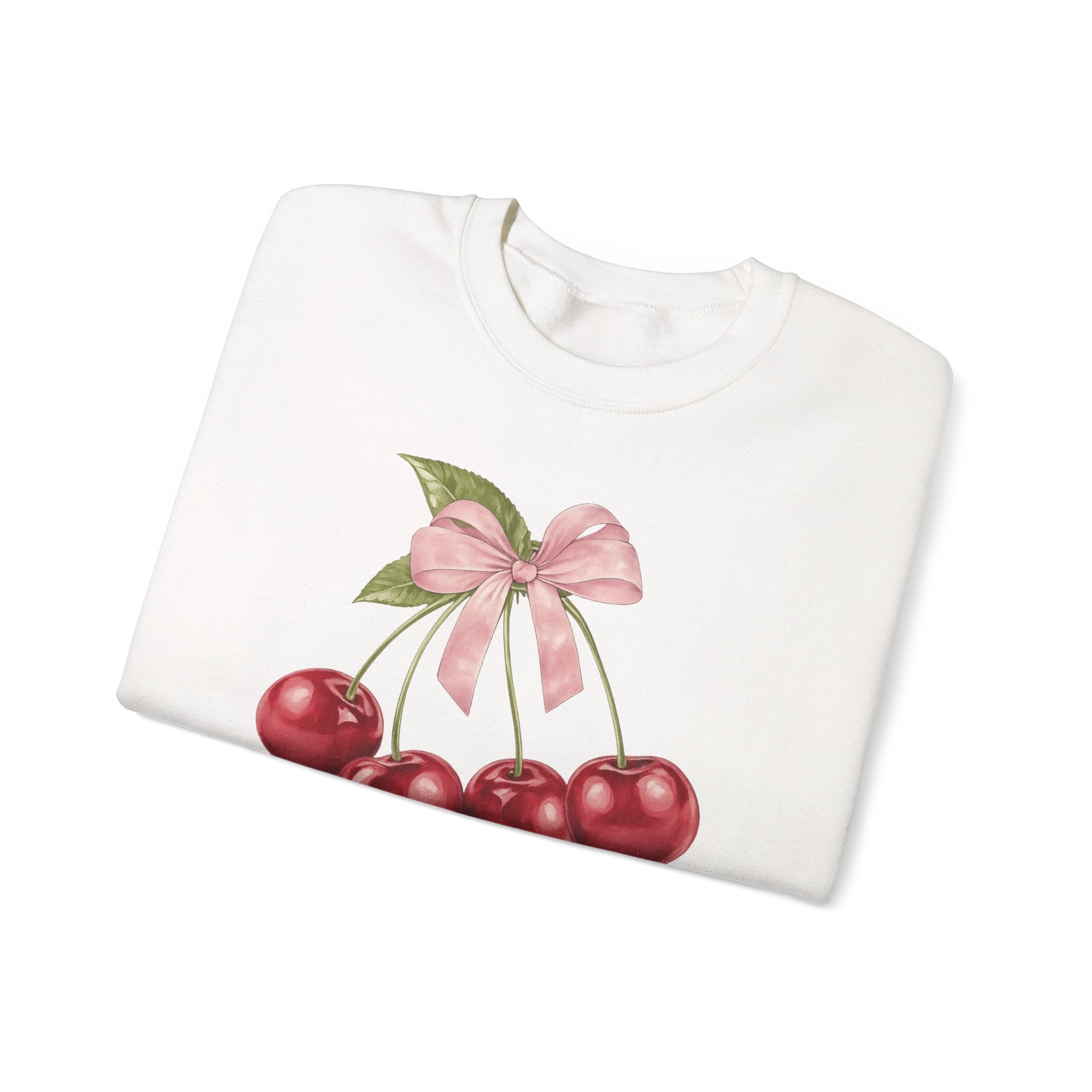 Cherry Bow Crewneck Sweatshirt — Vintage Cherries Graphic