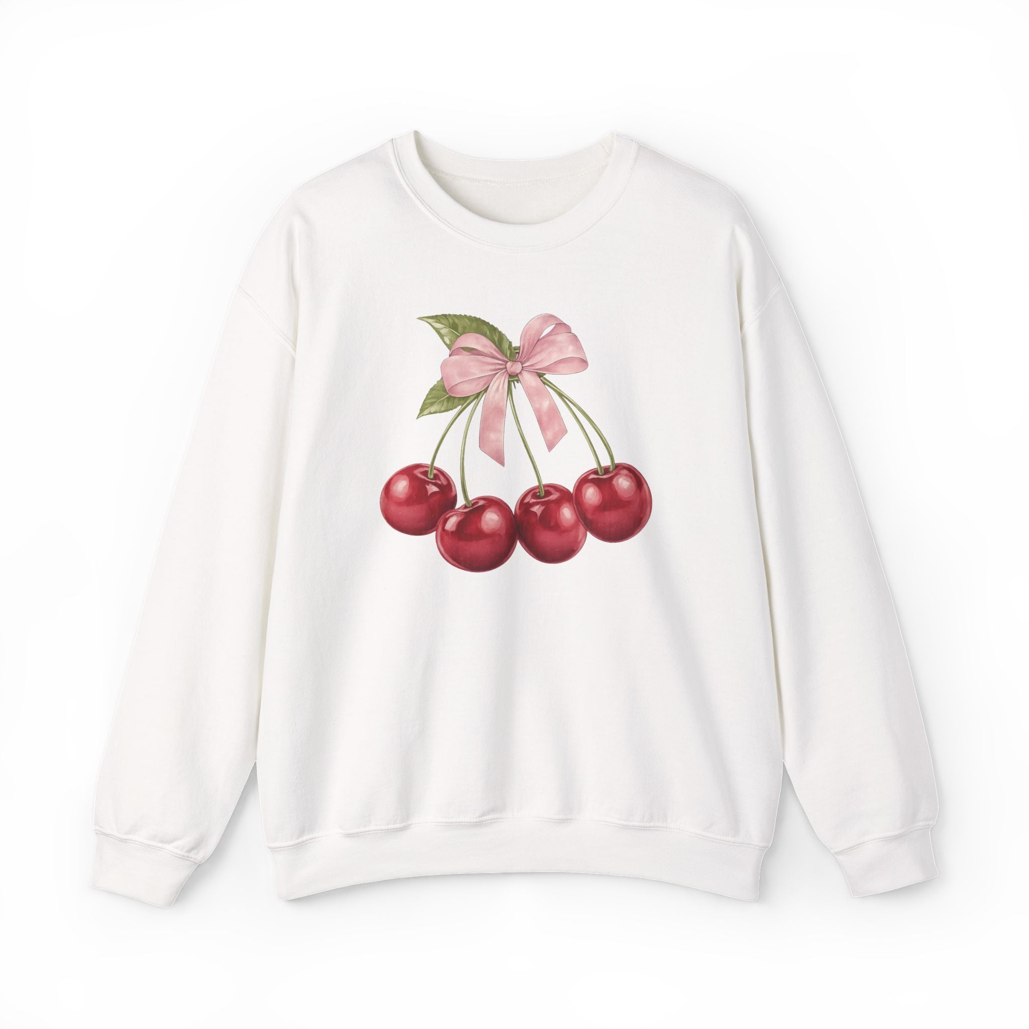 Cherry Bow Crewneck Sweatshirt — Vintage Cherries Graphic