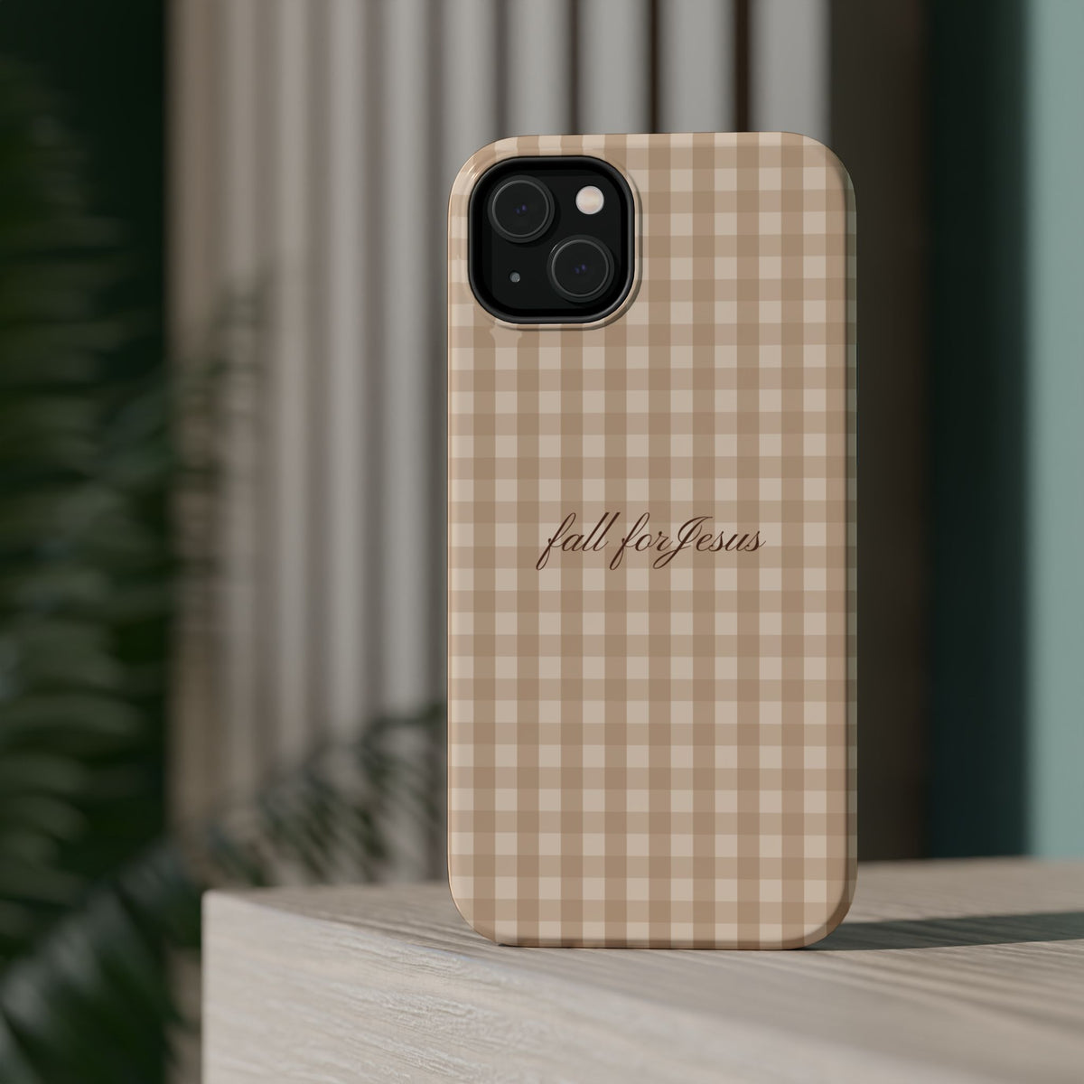 Fall for Jesus Gingham Phone Case - MagSafe