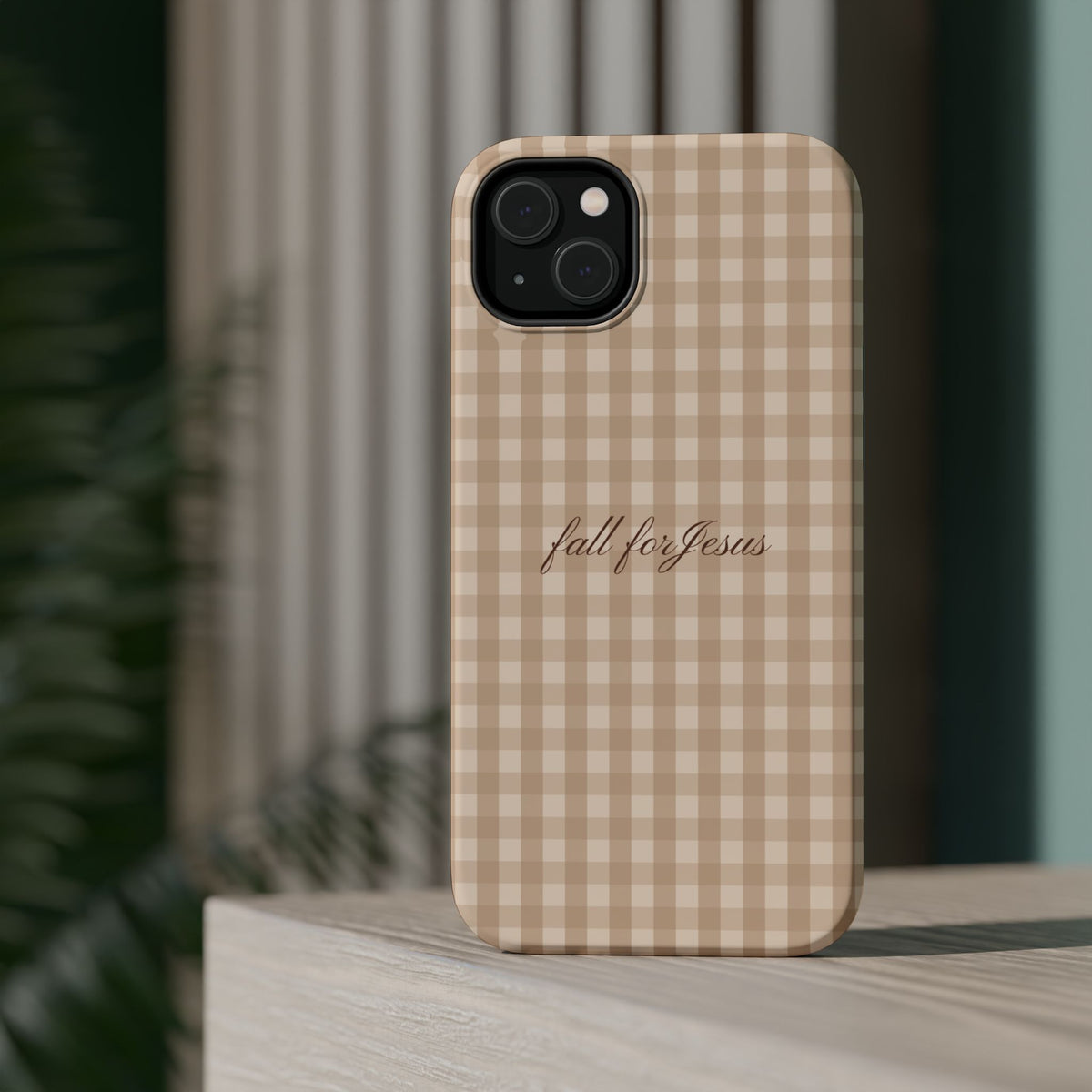 Fall for Jesus Gingham Phone Case - MagSafe