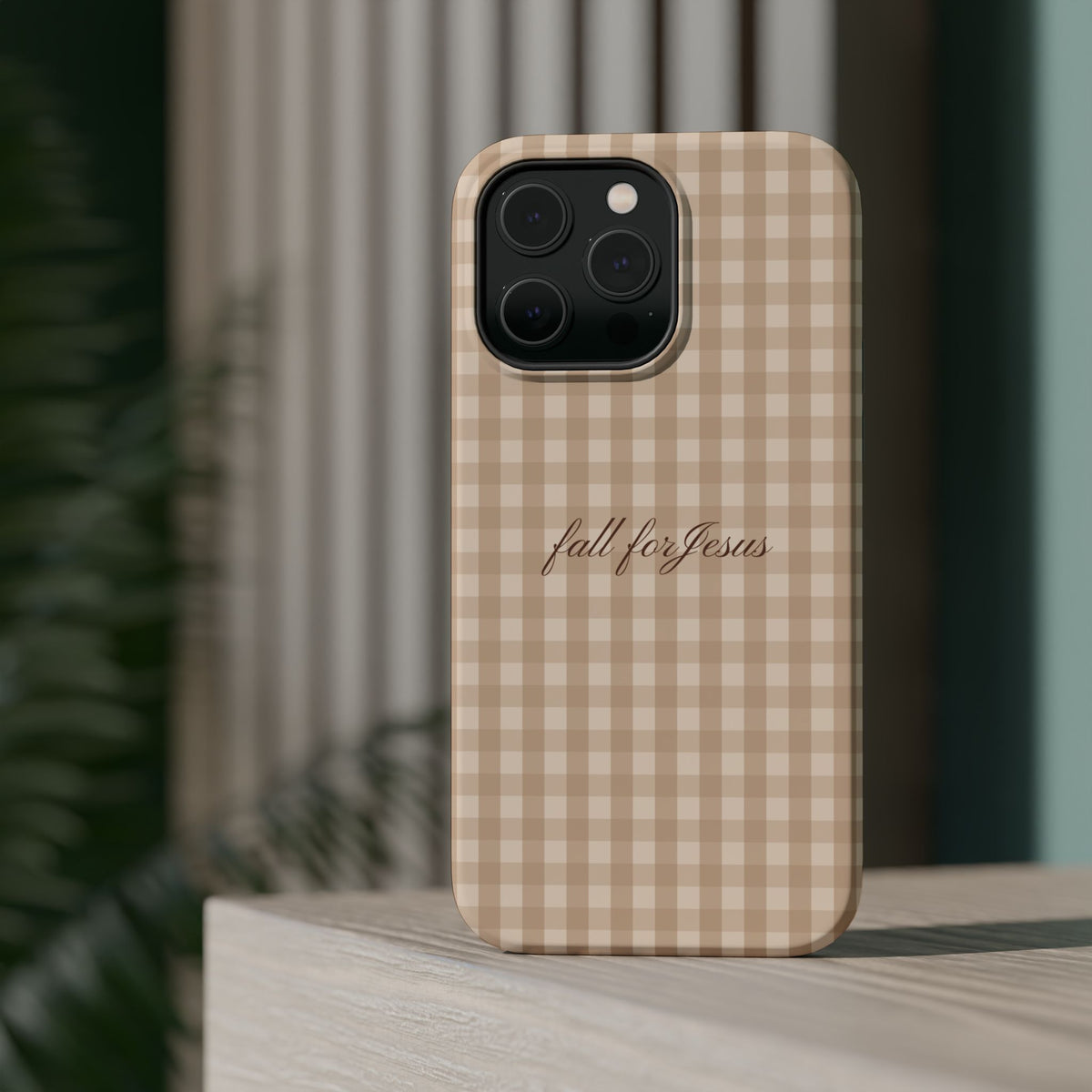 Fall for Jesus Gingham Phone Case - MagSafe