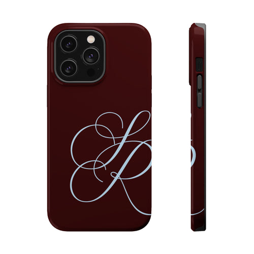 Burgundy Personalized Script Monogram MagSafe Phone Case