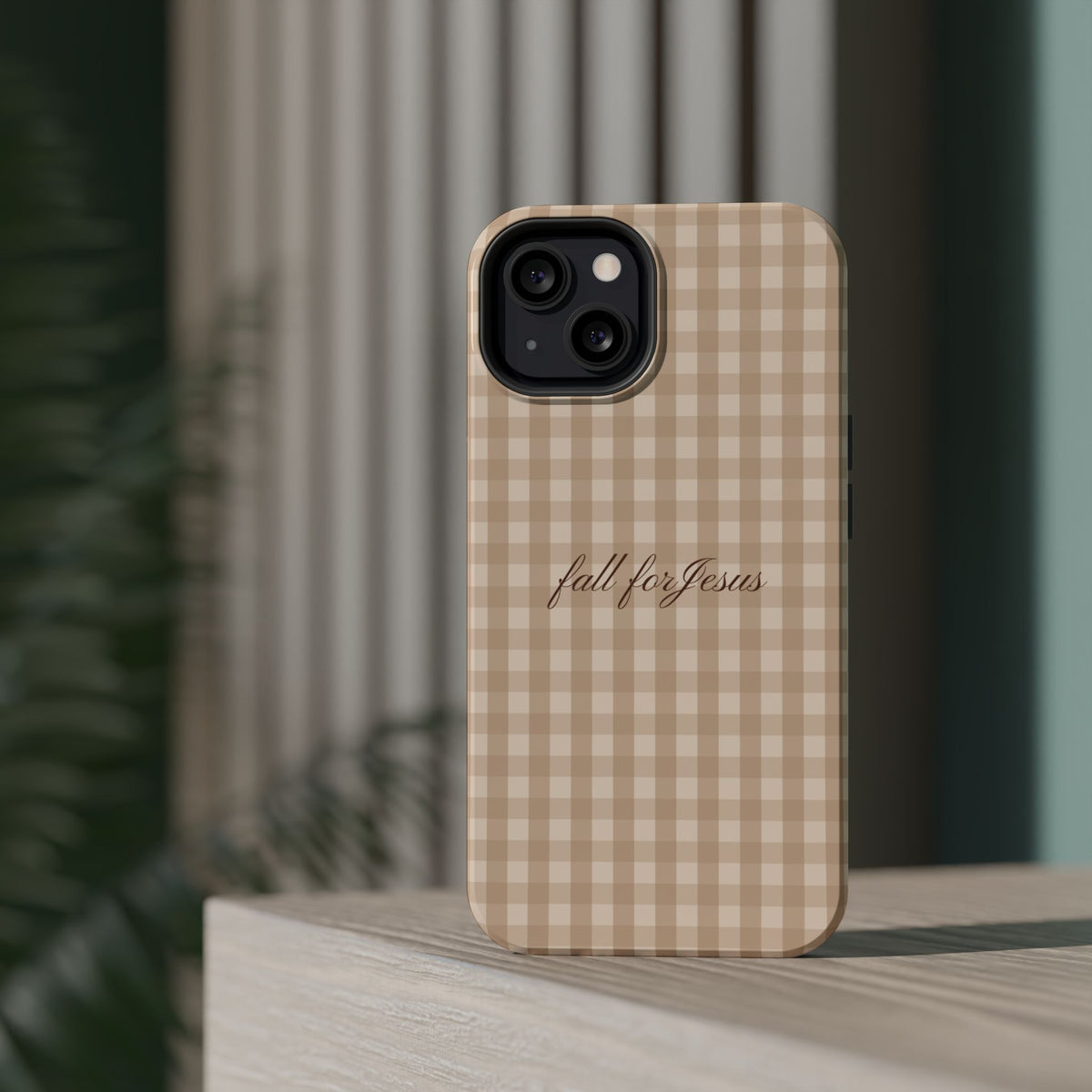 Fall for Jesus Gingham Phone Case - MagSafe