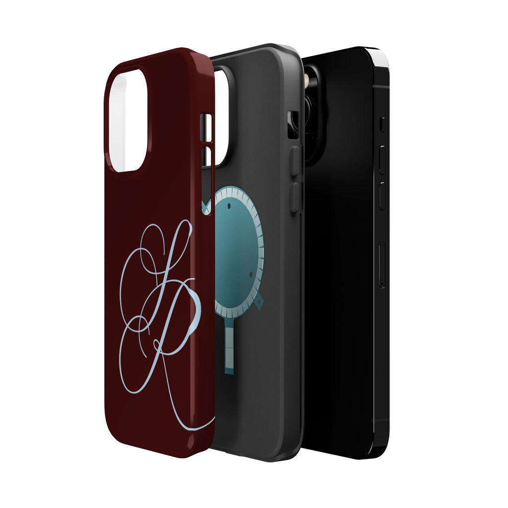 Burgundy Personalized Script Monogram MagSafe Phone Case