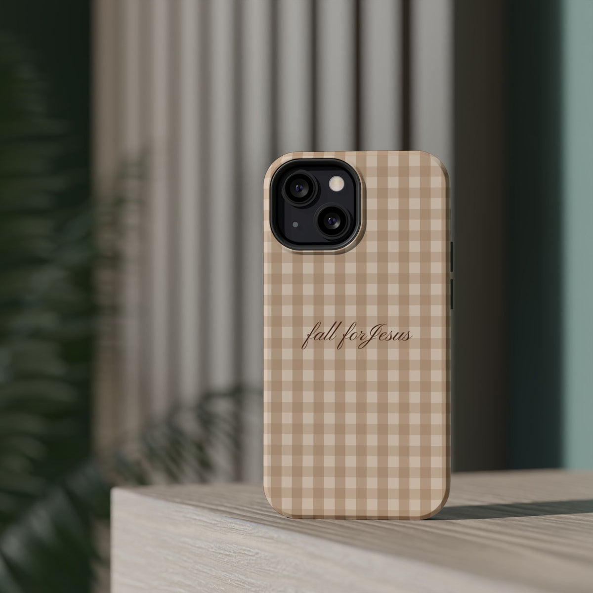 Fall for Jesus Gingham Phone Case - MagSafe