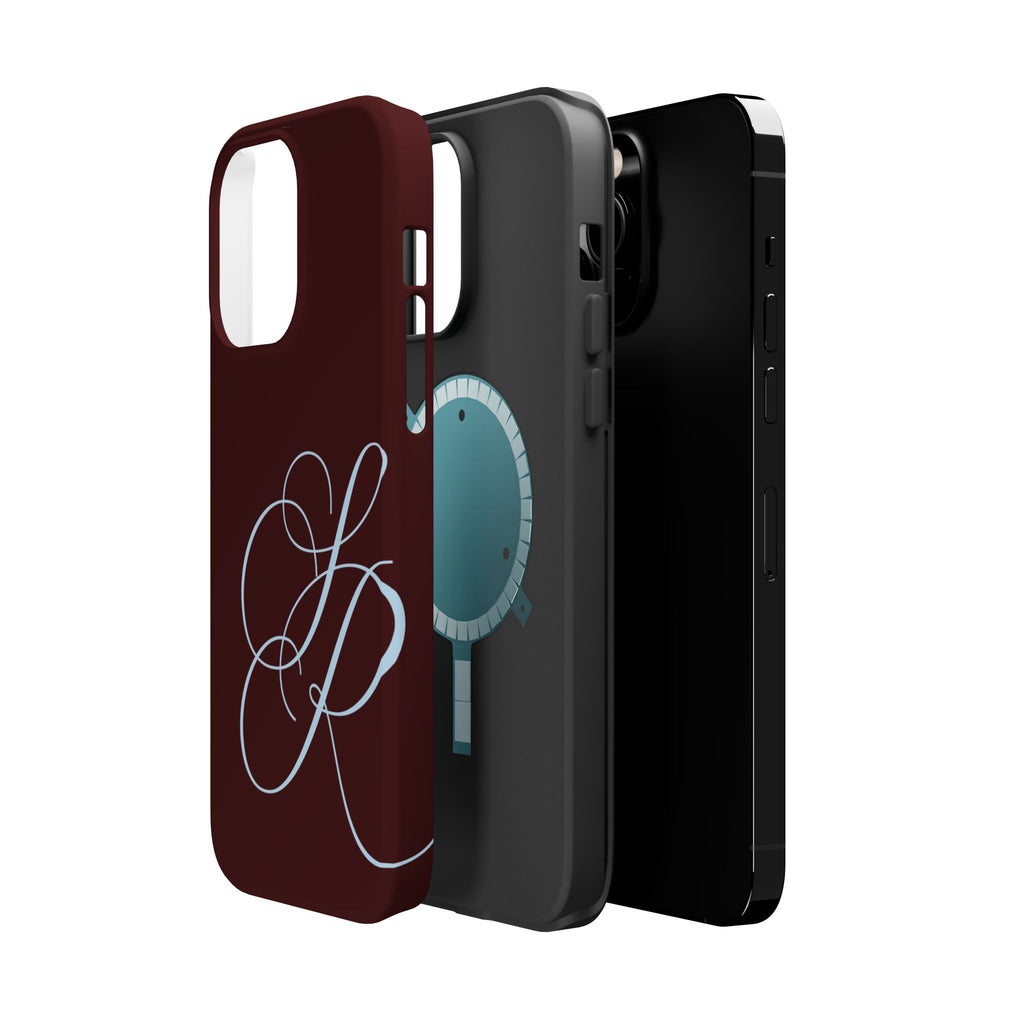 Burgundy Personalized Script Monogram MagSafe Phone Case