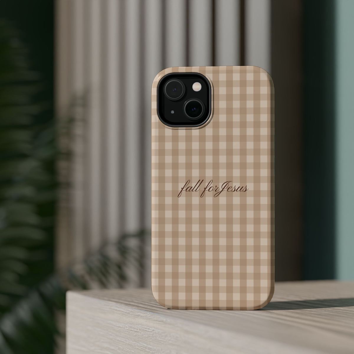 Fall for Jesus Gingham Phone Case - MagSafe
